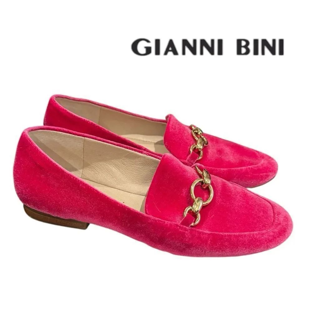 Gianni Bini Macen Two Bit Buckle Bright Pink Velvet Slip-on Loafers Flats 6